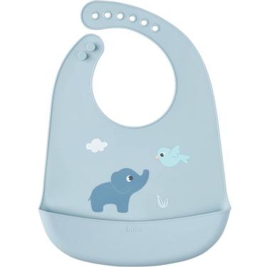 Imagem de Babador Em Silicone Buba Pega Migalhas Cloudy Elefante Azul