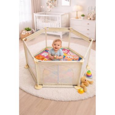 Imagem de Cercadinho Infantil Bebê Grande Portátil Dobrável com Tela Proteção Rister Baby