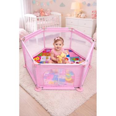 Imagem de Cercadinho Infantil Bebê Grande Portátil Dobrável com Tela Proteção Rister Baby