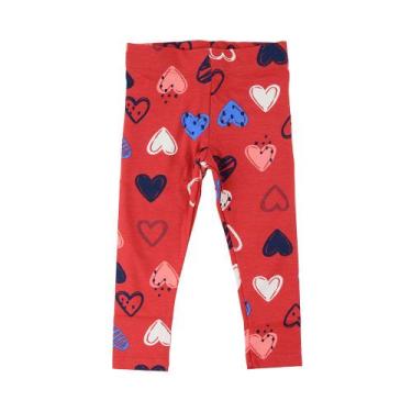 Imagem de Calça Legging Infantil Feminina Malwee Corações Vermelha, 01