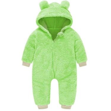 Imagem de Macacão Teddy Bebe com Capuz Protege Inverno Forrado Pelucia Recem Nas