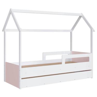 Imagem de Cama Infantil Montessoriana com Cama Auxiliar Branco e Rosa
