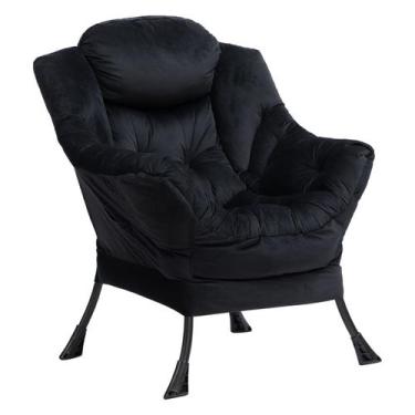 Imagem de Cadeira Lazy HollyHome Comfy Accent Lounge Velvet Black