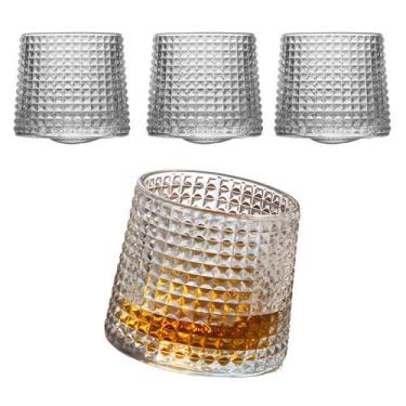 Imagem de Kit 6 Copo Vidro Whisky Baixo Giratório Canelado Drink 150ml - CLICK H