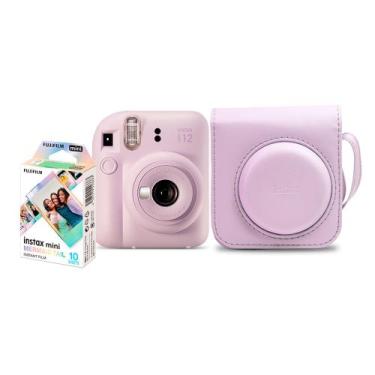 Imagem de Kit Câmera Analógica Fujifilm Instax Mini 12 Lilás Mermaid com Bolsa e