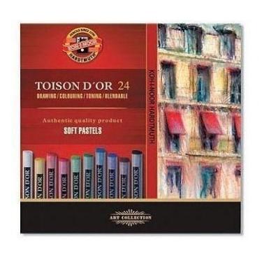 Imagem de Giz Pastel Seco Macio Redondo Toison D'or Estojo c/ 24 Cores - KOH-I-N
