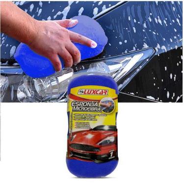 Imagem de Esponja De Microfibra Para Lavar Secar E Polir Luxcar, Azul