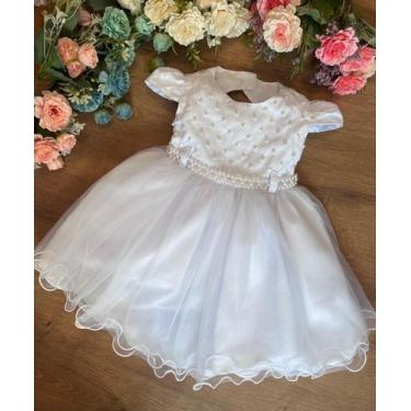 Imagem de Vestido festa infantil branco daminha luxo princesa batizado - Luxo Ki