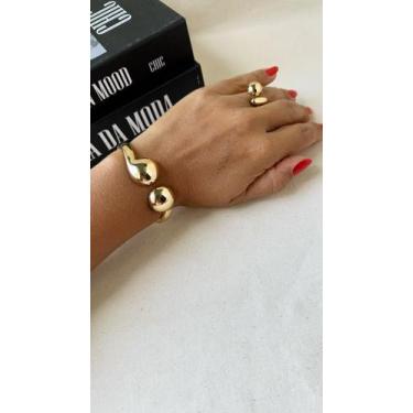 Imagem de Bracelete Orgânico Redondo - Nilza Biju, Dourado