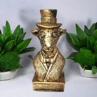 Imagem de Estatueta Baphomet - Bode com Cartola Resina Dourado - Genérica