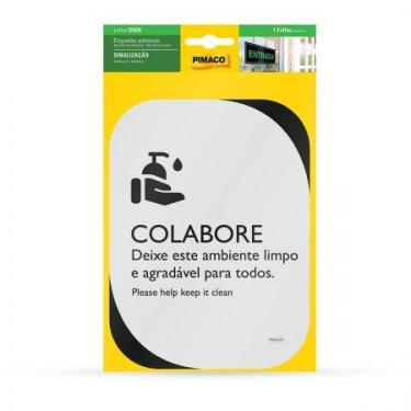 Imagem de Etiqueta sinalização clean Colabore 13,8x18,5cm - Pimaco