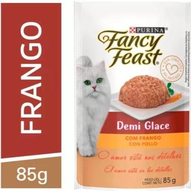 Imagem de Combo 10 Ração Úmida De Gatos Sachê 85g Demi Glace Frango - fancy