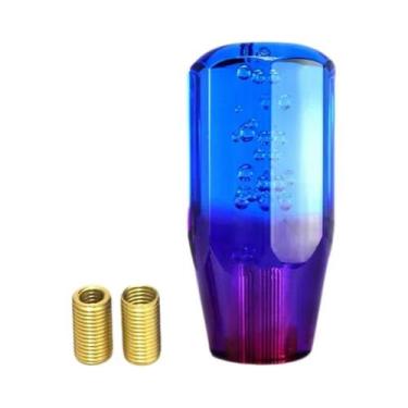 Imagem de Manopla De Câmbio Manual Transparente Com Bolhas De Cristal Azul Roxo 