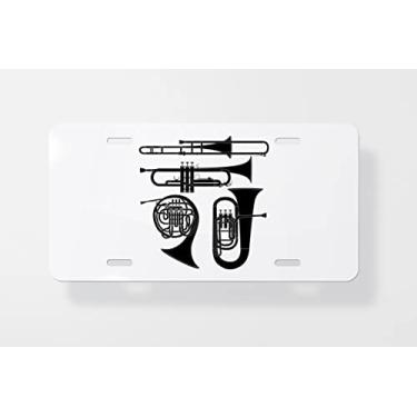 Imagem de Capa para placa de licença de instrumentos musicais de latão em vetor – Capa para placa de carro – Capa para moldura da placa de carro 15 x 30 cm