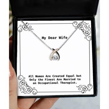 Imagem de SpreadPassion Presentes engraçados para esposa, All Women are Created Equal but Only The Finest are Married to an, Wife Wishbone Dancing Necklace from Husband