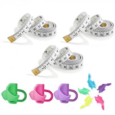 Imagem de Pacote de 3 fitas de fita mole para medidas de bebê, costura alfaiate, régua de vinil, centímetro, escala de 1500 mm, verso, 60 polegadas, 3 etapas, lápis, preensão, treinamento para crianças