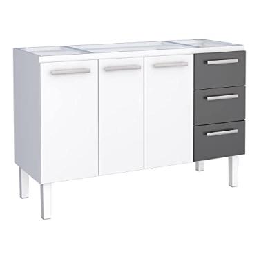 Imagem de Gabinete de Cozinha Para Pia 140 em Aço Vênus 3 Gavetas Branco/Preto - Cozimax