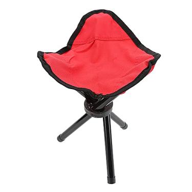 Imagem de Yajun Cadeira dobrável portátil à prova d'água para tripé, banquinho para ambientes externos, jardim, pesca, piquenique, churrasco, armação de aço resistente, vermelho