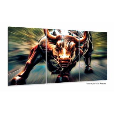 Imagem de Quadro Touro de Wall Street Mosaico 3 Peças 125x60