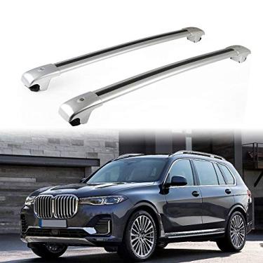 Imagem de UDP 2 peças barras transversais barras transversais trilho superior de teto kits de transporte de bagagem, prata serve para BMW X7 G07 2018 2019 2020