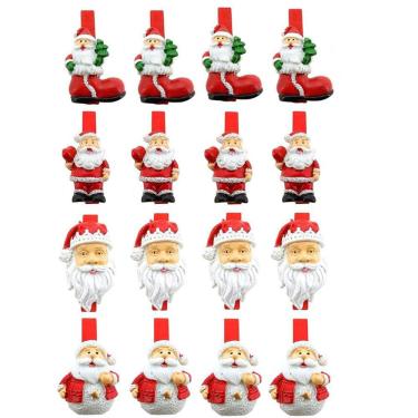 Imagem de Kit Prendedores Decorados Resina Natal Papai Noel Presilha 5cm 16 Peças - Magizi
