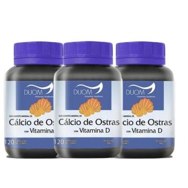 Imagem de Kit Com 3 Cálcio De Ostras Com Vitamina D 120Cps 750Mg Duom