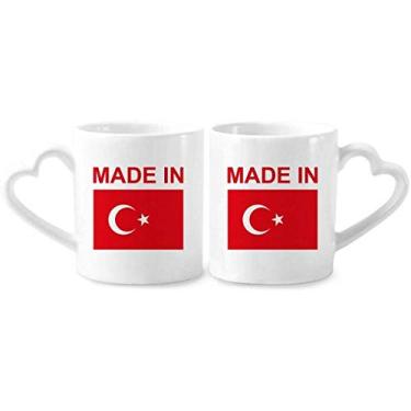 Imagem de Feito na Turquia Country Love Conjunto de canecas de porcelana de cerâmica para amantes de coração