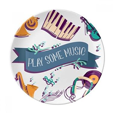 Imagem de DIYthinker Fone de ouvido elétrico musical placa de som decorativa porcelana salver talheres prato de jantar