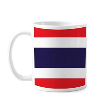 Imagem de Caneca de cerâmica com bandeira nacional da Tailândia, país da Ásia, cerâmica e café, xícara de porcelana