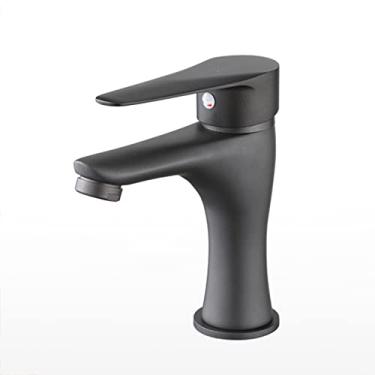 Imagem de LIDON Torneira de banheiro preta torneiras de banheiro preto 1 furo torneira da pia do banheiro preto furo único cinza escuro torneira da pia de latão banheiro 1 furo torneira quente e fria, cinza escuro C (cor: cinza escuro C)