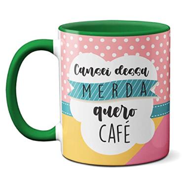 Imagem de Caneca Divertida Lhama Fofa Cansei Dessa Merda Quero Café (Verde)