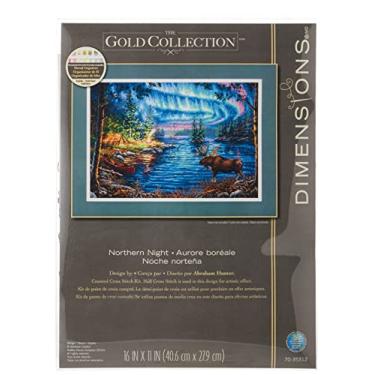 Imagem de Dimensions Kit de ponto cruz contado Gold Collection, Noite do Norte, 16 unidades Dove Grey Aida, 40,6 cm x 28 cm, multicolorido, grande