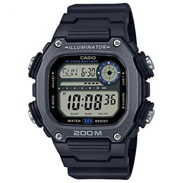 Imagem de Casio Relógio masculino digital fácil de ler LCD com mostrador transparente pulseira de resina DW-291HX-1AVDF, preta, pulseira, Preto, alça