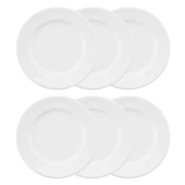 Imagem de Conjunto Com 06 Pratos Rasos Com Aba 26cm - Branco - Oxford Porcelanas