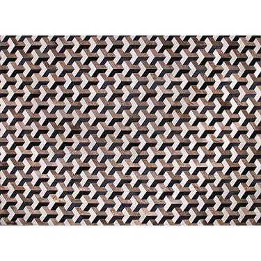 Imagem de Tapete em Couro, Desenho Geométrico, Tapecouro, 3D Cinza Raro