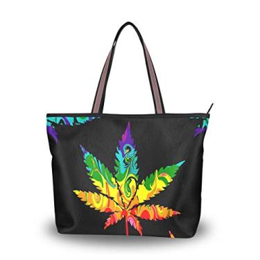 Imagem de Bolsa de ombro My Daily Women com folha de maconha e cannabis, Multi, Large