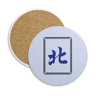 Imagem de Porta-copos de cerâmica com estampa de azulejos Wind South Mahjong porta-copos com pedra absorvente para bebidas presente 2 peças
