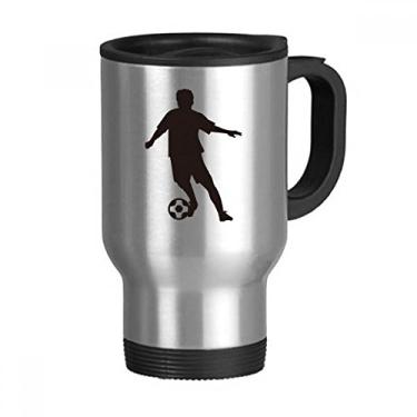 Imagem de Caneca de viagem esportiva futebol FOutline com tampa flip em aço inoxidável copo de carro copo térmico