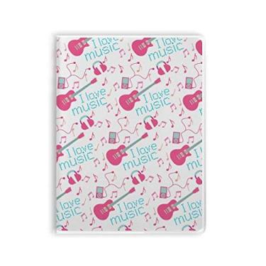 Imagem de Caderno com estampa de música de guitarra rosa azul capa de goma diário capa macia