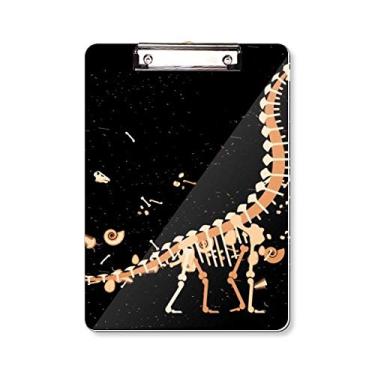 Imagem de Placa de apoio para prancheta de dinossauro, grama, ossos enormes, pasta, bloco de notas A4