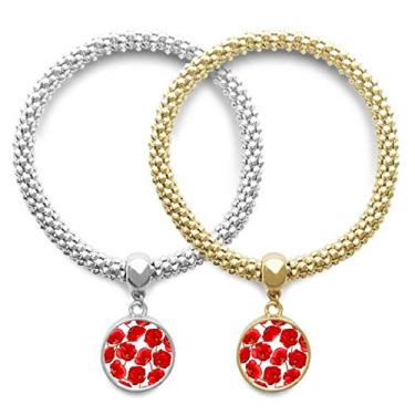 Imagem de DIYthinker Pulseira com pingente de milho com flores vermelhas para presente de casal