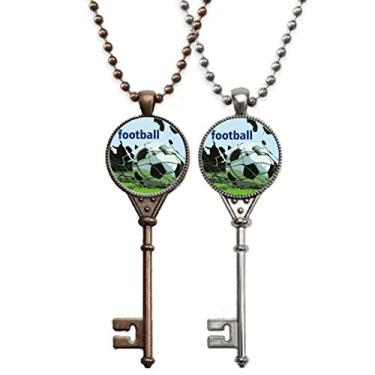 Imagem de OFFbb-USA Colar com pingente de chave do primeiro movimento do mundo de futebol com decoração de casal