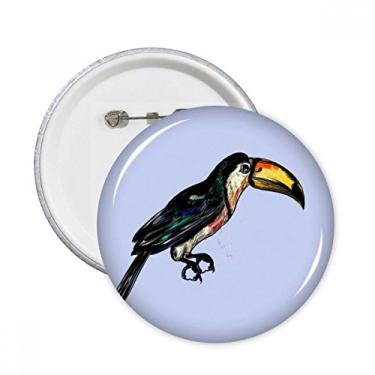 Imagem de Pintura Toco Tropical Bird Broches Redondos Emblema Emblema Acessório Decoração 5 peças