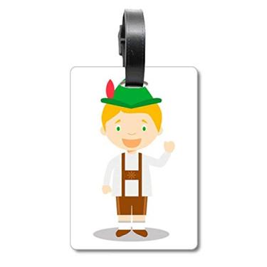 Imagem de Bolsa de mala com desenho da Alemanha marrom verde, etiqueta para cartão de bagagem