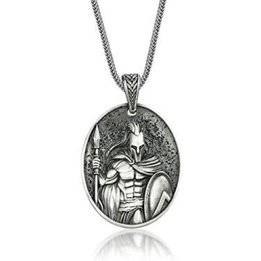 Imagem de Colar retrô de aço de titânio guerreiro espartano de verão, pingente masculino longo hip hop