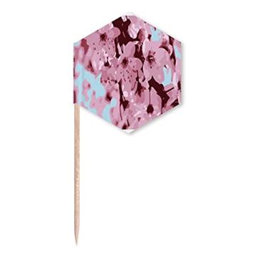 Imagem de Sakura Bandeiras japonesas de flor de cerejeira, palitos de cupcake, festa comemoração