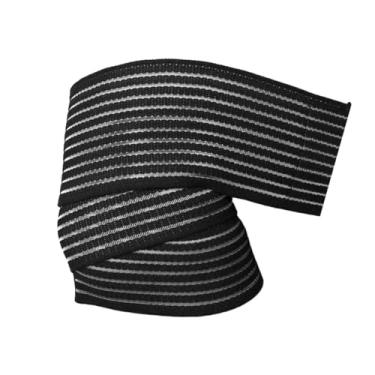 Imagem de Vaveren Cotovelo envoltório de compressão de cotovelo simples de usar durável cinta de cotovelo suporte para powerlifting ginásio treino levantamento de peso, preto