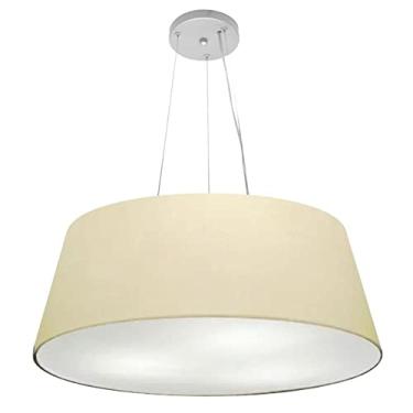 Imagem de Lustre Pendente Cone Cúpula Tecido 21/60x50 cm, Vivare Iluminação, Pendente4002 LA, Algodão Cru, Grande