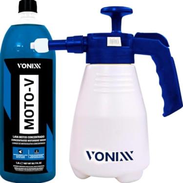Imagem de SNOW FOAM GERADOR DE ESPUMA E PULVERIZADOR MANUAL HÍBRIDO 2 EM 1 – 2L VONIXX + SHAMPOO MOTO-V 1,5L VONIXX