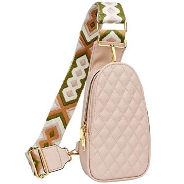 Imagem de KKXIU Pochete pequena de couro para mulheres, bolsa transversal para celular, bolsa de ombro para viagem, presentes para adolescentes, A - rosa, Small, Pochete feminina